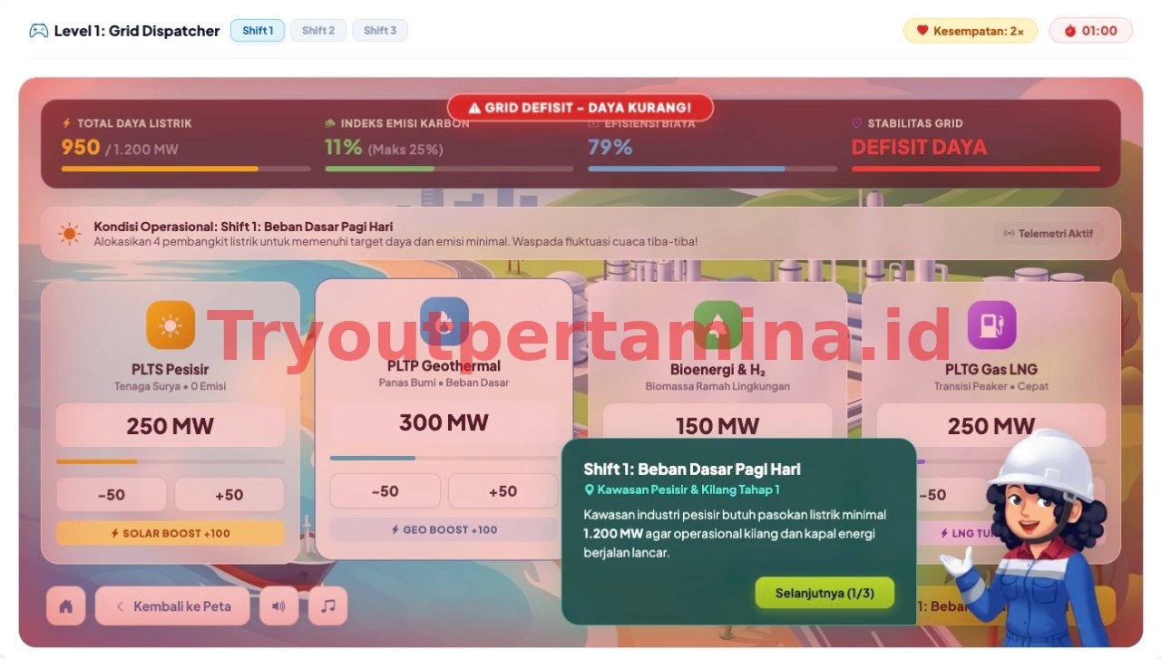 Simulator Game Net Zero Pertamina Land Level 1 Bauran Energi