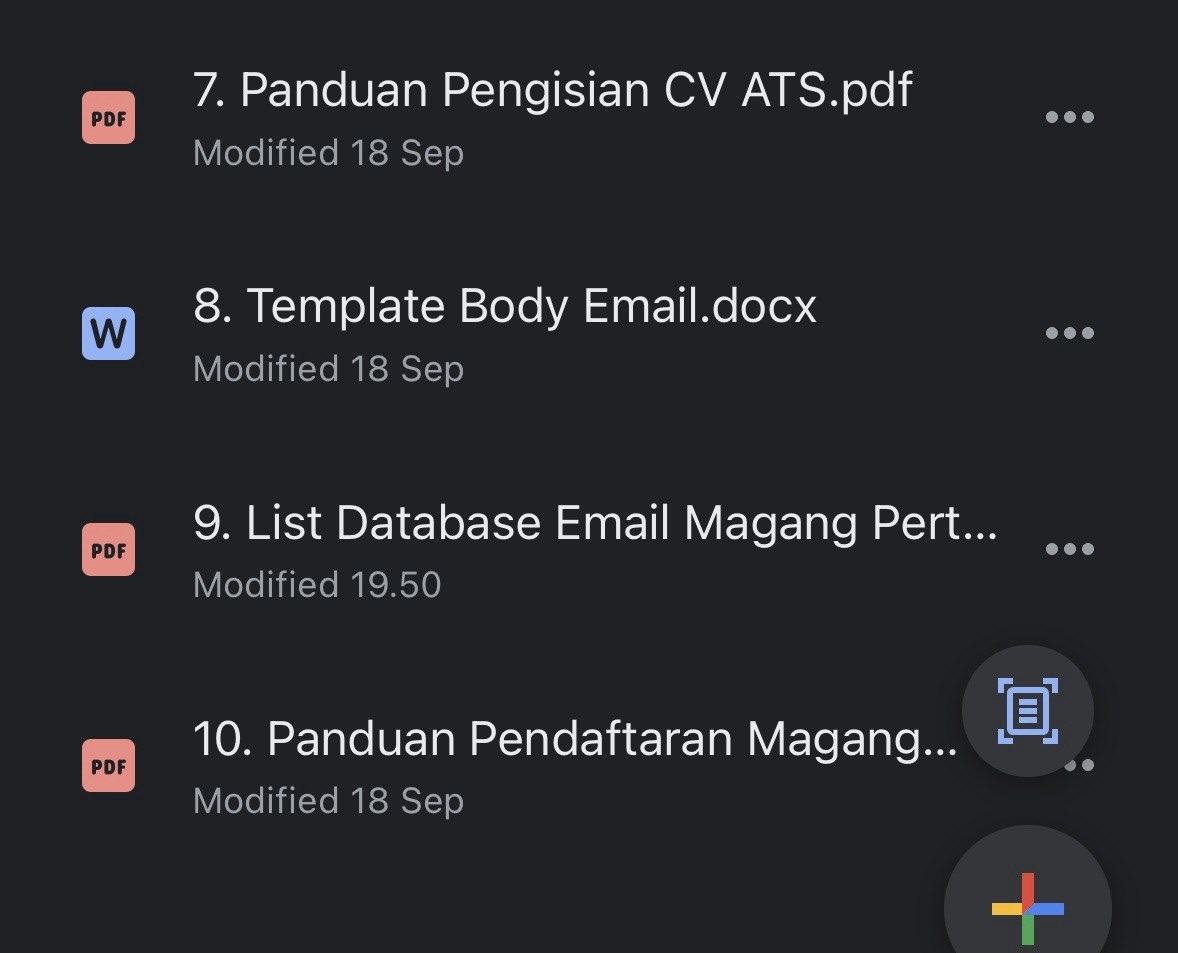 Template Body Email dan Database Email Magang Pertamina